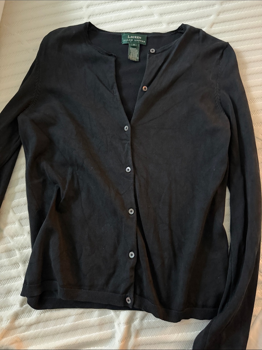 Lauren Ralph Lauren Black Lightweight Button-Front Cardigan